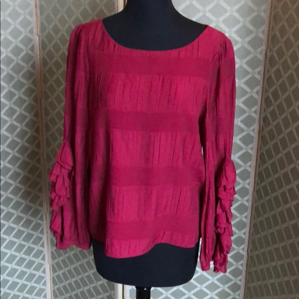 Red Club Monaco Galentine’s Day blouse